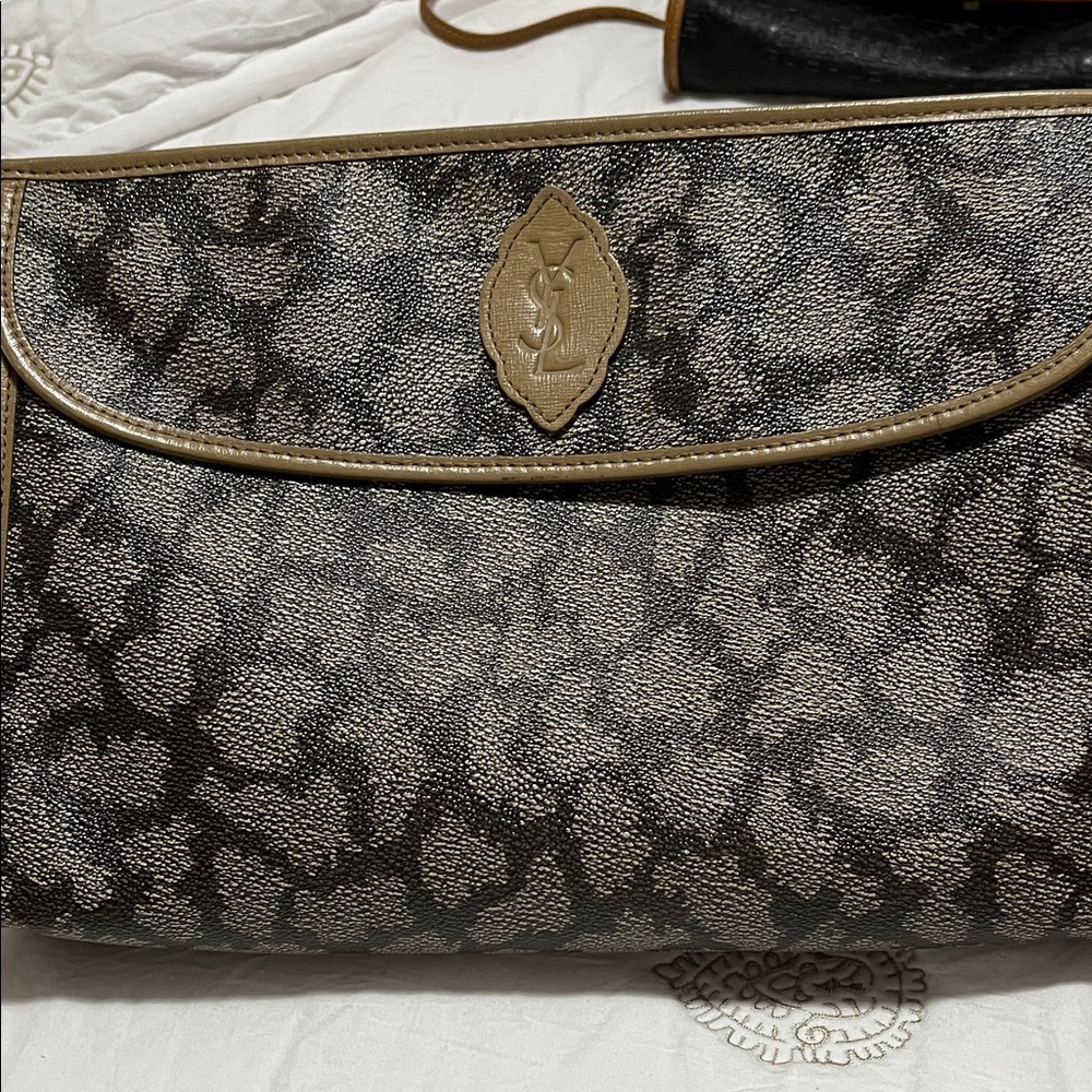 Ysl Gray Patterned Clutch Authentic - image 2